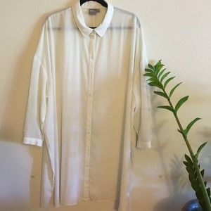 ASOS Oversized White Long Sleeve Button Down Dress